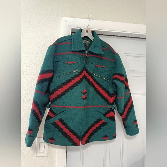 Ralph Lauren Country southwest Aztec women's jacket wool blend sz L USA RARE - Picture 1 of 15